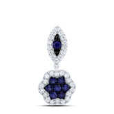 1/4CTW-DIA ANA M 3/8CTW RD-BS NAT GEM FLOWER PENDANT